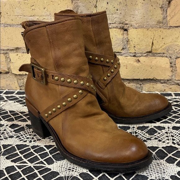 A,S 98 Jeffy Brown Leather Zipper Ankle Boot, 38 - Picture 2 of 8
